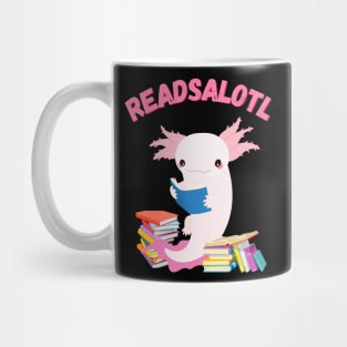 Readsalotl Cute Reading Axolotl Book Nerd Fun Mug